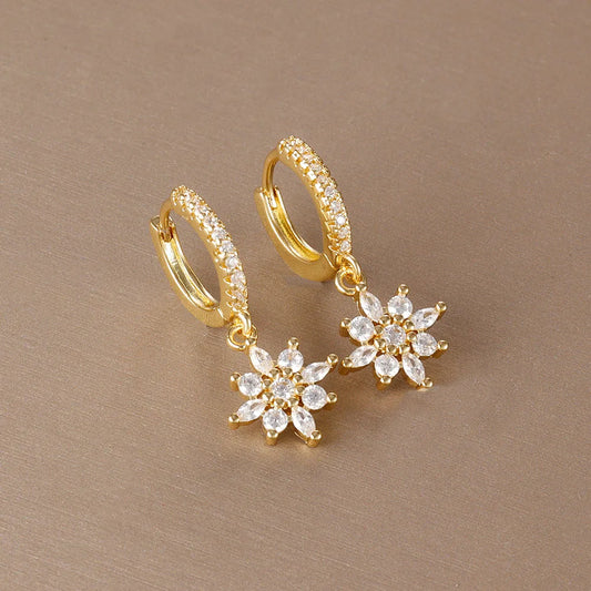 Luxury Stainless Steel Star Dangle Earrings For Women Sparkling Zircons Geometric Ear Piercing Earring Fashion Jewelry aretes