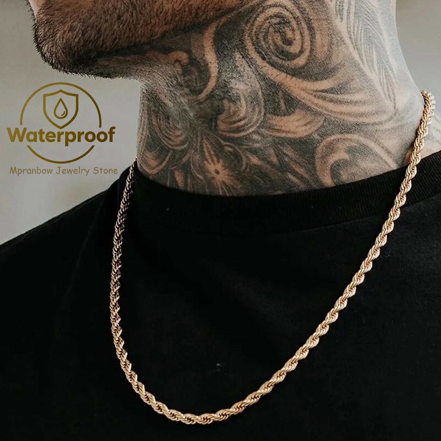 Vintage Punk Rope Chain Necklace for Men Women,2/3/4/5mm Stainless Steel Twist Chain Collar,Hip Hop Casual Jewelry Gift
