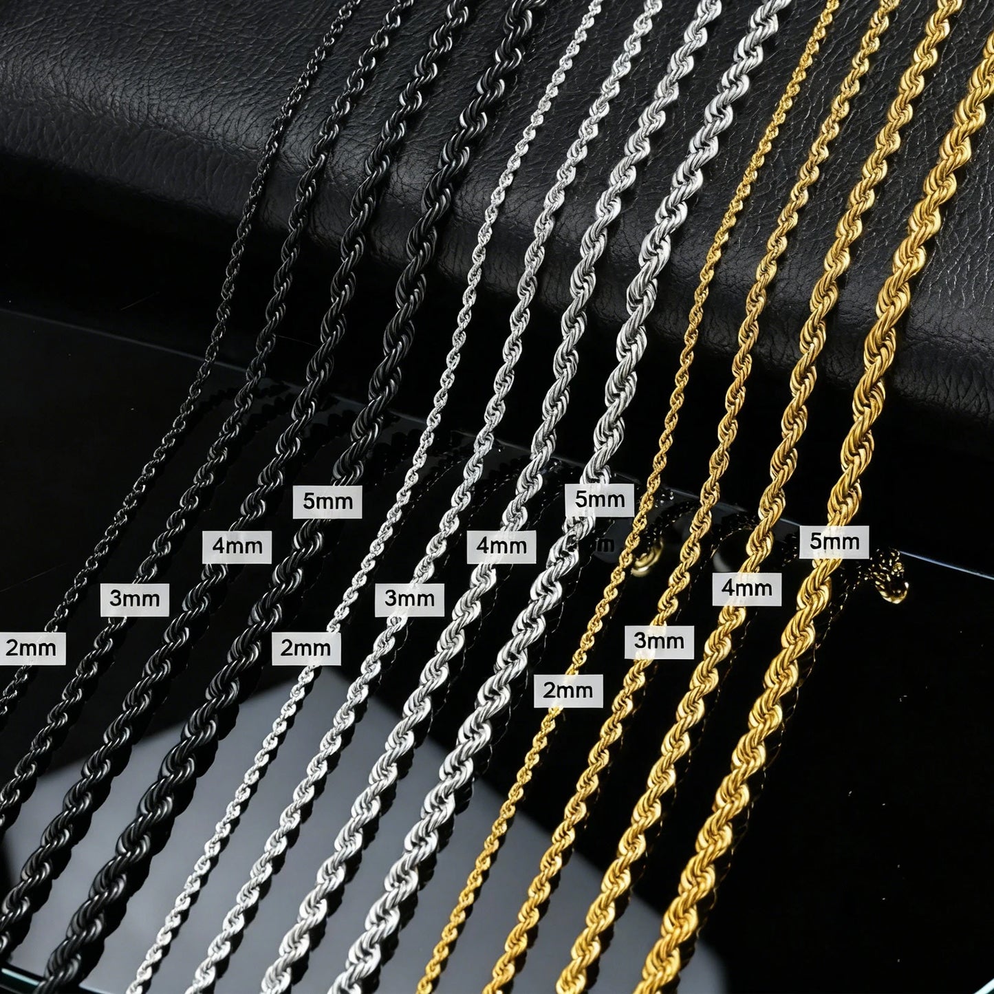 Vintage Punk Rope Chain Necklace for Men Women,2/3/4/5mm Stainless Steel Twist Chain Collar,Hip Hop Casual Jewelry Gift