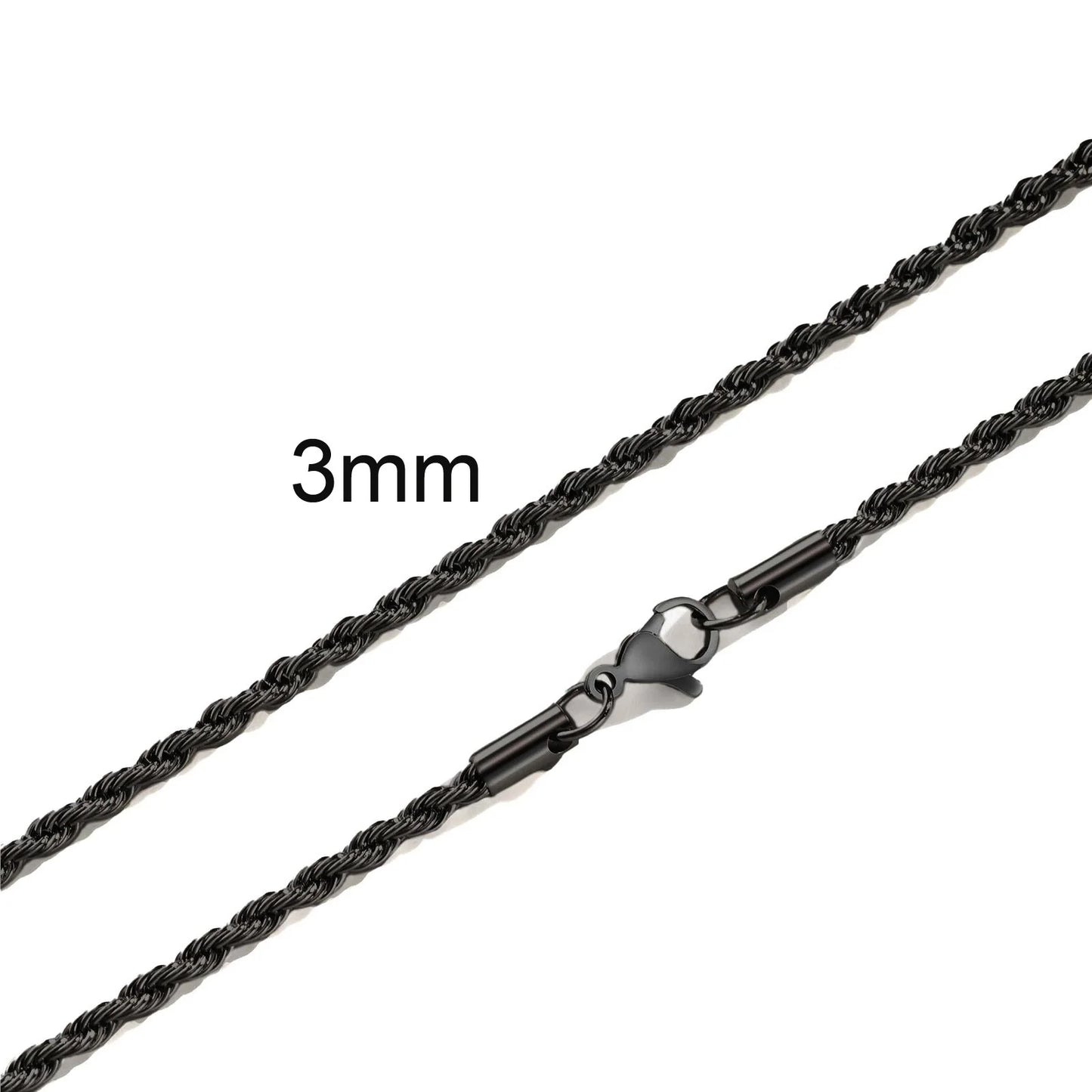 Vintage Punk Rope Chain Necklace for Men Women,2/3/4/5mm Stainless Steel Twist Chain Collar,Hip Hop Casual Jewelry Gift