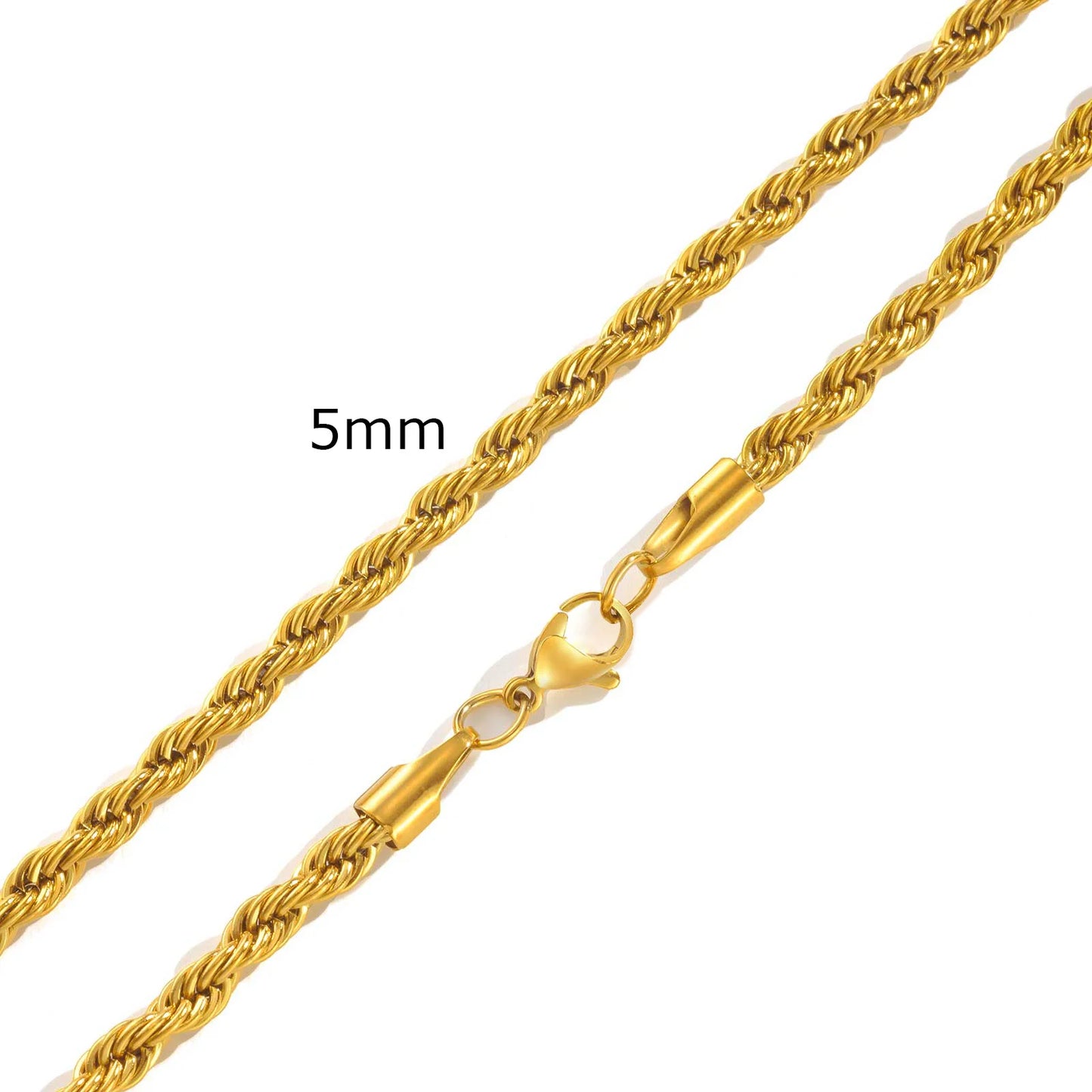 Vintage Punk Rope Chain Necklace for Men Women,2/3/4/5mm Stainless Steel Twist Chain Collar,Hip Hop Casual Jewelry Gift