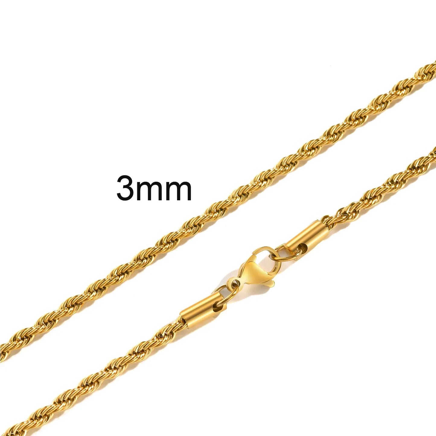 Vintage Punk Rope Chain Necklace for Men Women,2/3/4/5mm Stainless Steel Twist Chain Collar,Hip Hop Casual Jewelry Gift