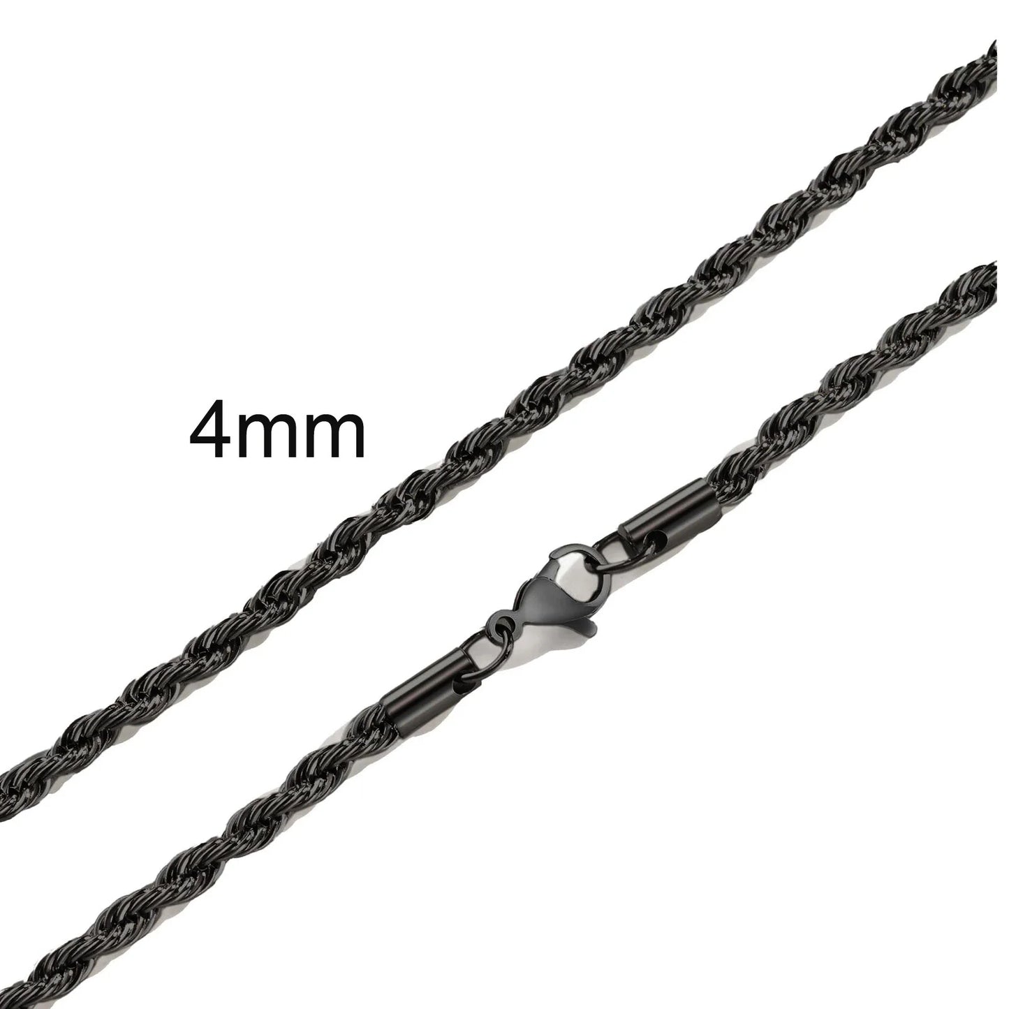 Vintage Punk Rope Chain Necklace for Men Women,2/3/4/5mm Stainless Steel Twist Chain Collar,Hip Hop Casual Jewelry Gift