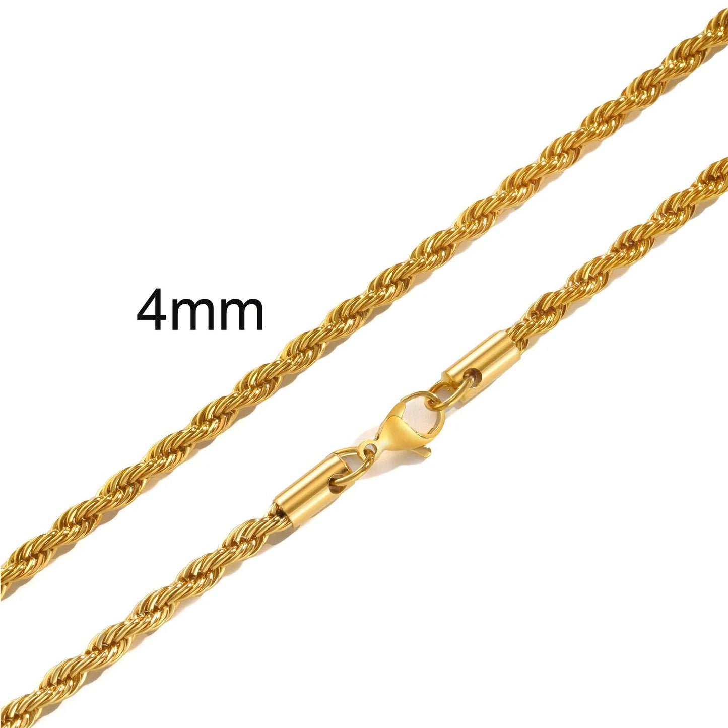 Vintage Punk Rope Chain Necklace for Men Women,2/3/4/5mm Stainless Steel Twist Chain Collar,Hip Hop Casual Jewelry Gift