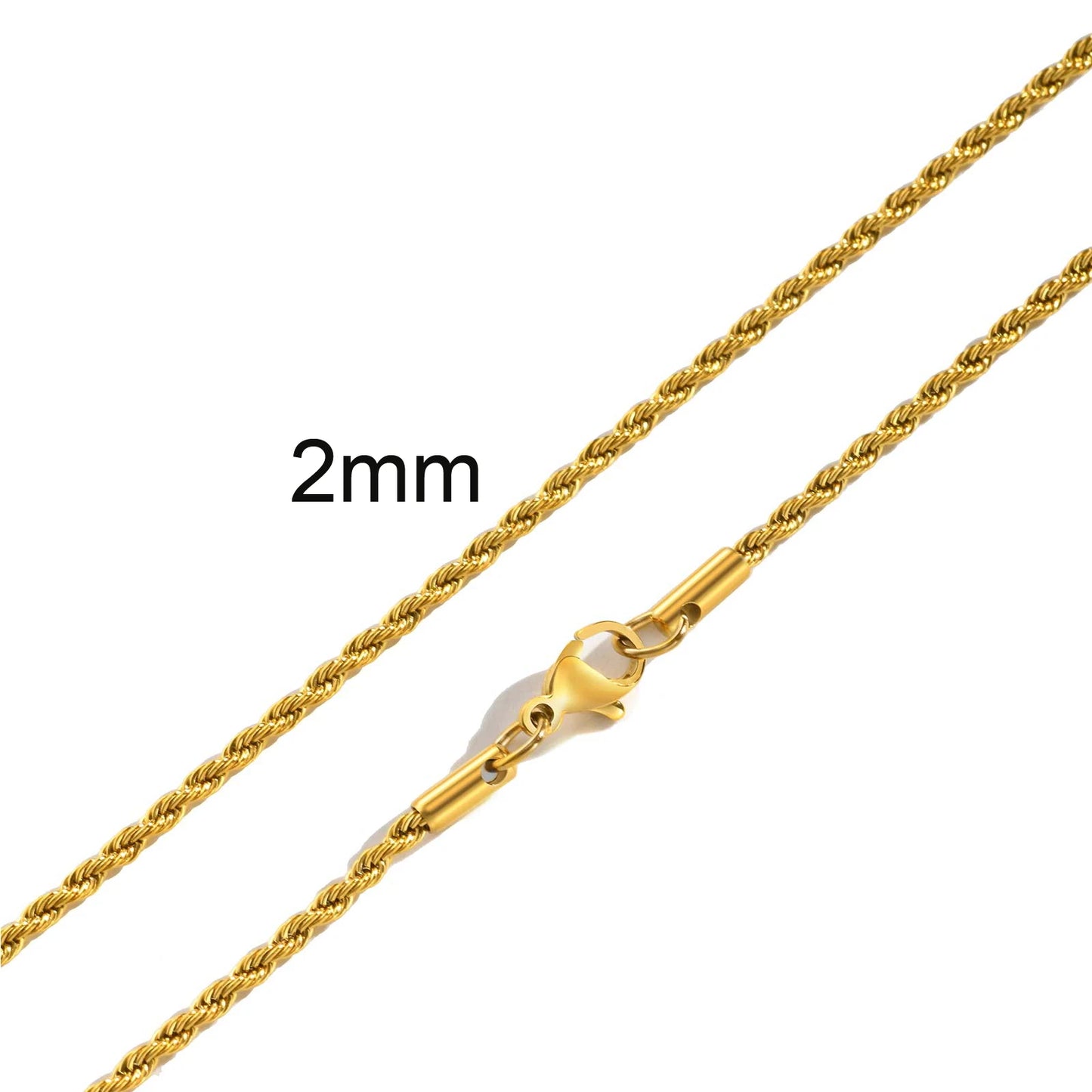 Vintage Punk Rope Chain Necklace for Men Women,2/3/4/5mm Stainless Steel Twist Chain Collar,Hip Hop Casual Jewelry Gift