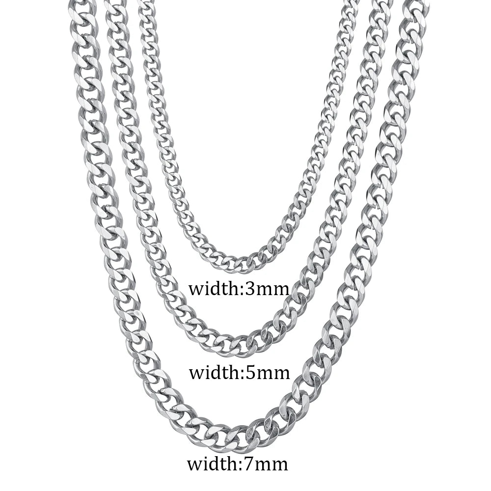 Stainless Steel Cuban Colar de corrente cubana de aço inoxidável, estilo hip hop, destaque de moda moderna.