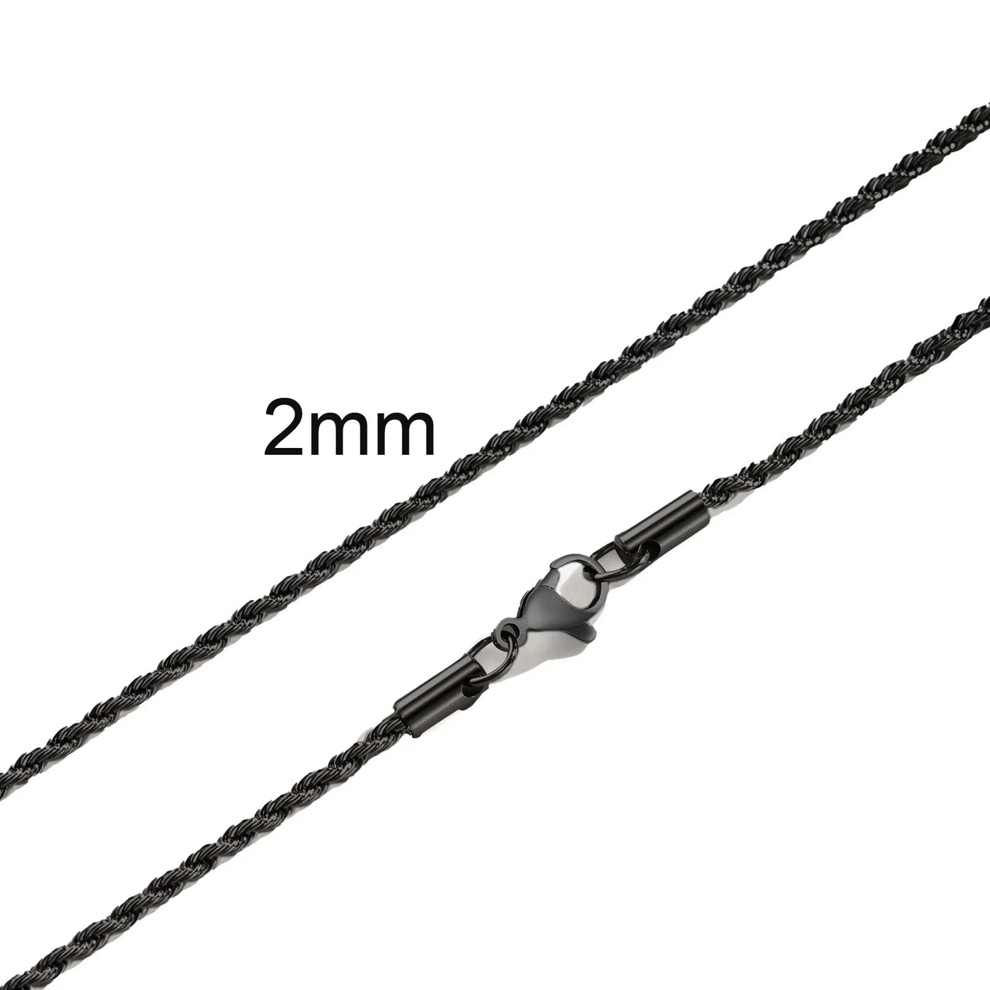 Vintage Punk Rope Chain Necklace for Men Women,2/3/4/5mm Stainless Steel Twist Chain Collar,Hip Hop Casual Jewelry Gift